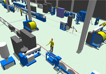 Simulator view of cable manufacturing (courtesy Nextrom and Delmia)
